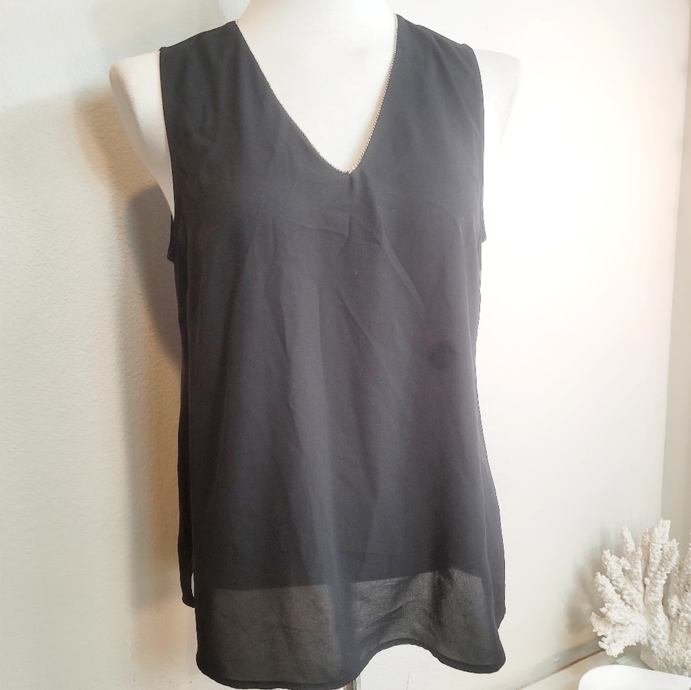 JACLYN SMITH SHEER SLEEVELESS TOP V NECKLINE NEW WITH TAGS WOMEN'S S MED…